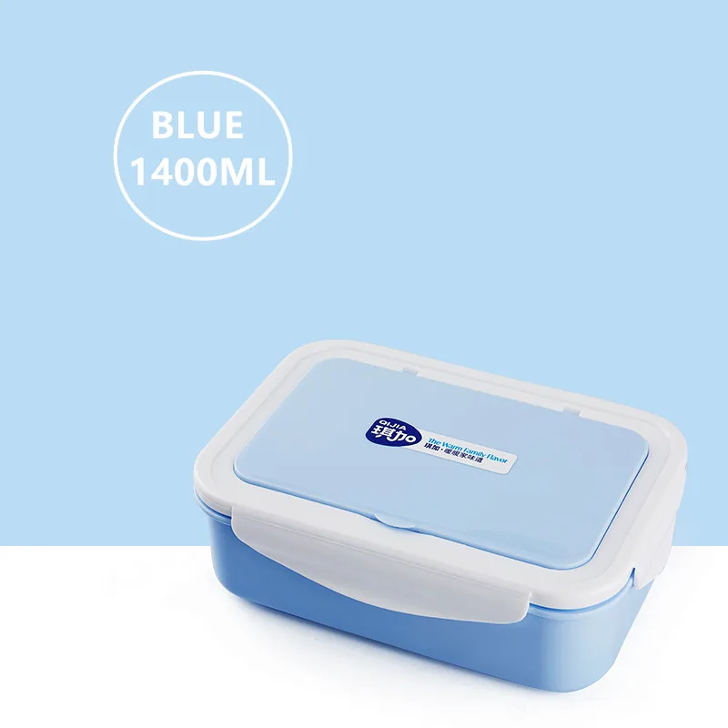 1400 мл переносная коробка для ланча здоровая пластиковая коробка бэнто для микроволновой печи герметичная большая емкость контейнер для хранения еды Ланчбокс - Цвет: Blue