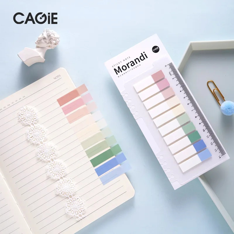 

CAGIE Multi-functional INS Style Morandi Color Creative Notepad Adhesive Paper Stick Label Hand Account Memo Identification