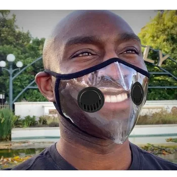 

10PC Mask With Two Breathing Valves Transparent Clear Window Visible Expression For The Deaf And Hard Of Hearing Mascarilla F729