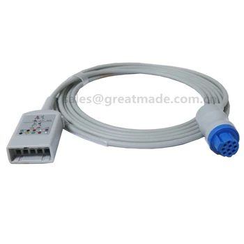 

Compatible Datex Ohmeda 545306 / 545300 3/5 lead 10pin ECG cable , use for AS/3, CS/3, S/5 Cardiocap I,II