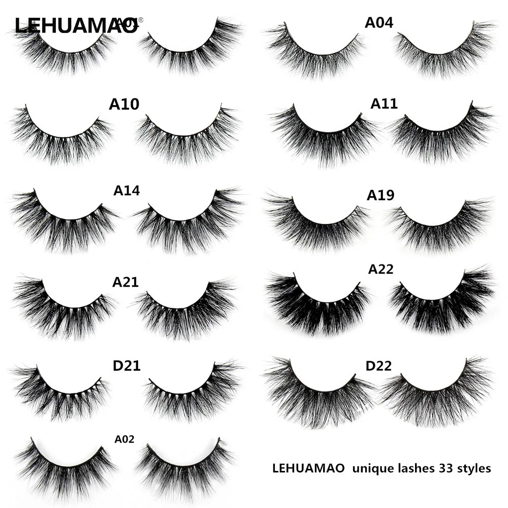 LEHUAMAO Makeup False Eyelashes Handmade Mink Lashes Fluffy Long 3D Strip Thick Fake Faux Mink Eyelashes Makeup beauty tool A19
