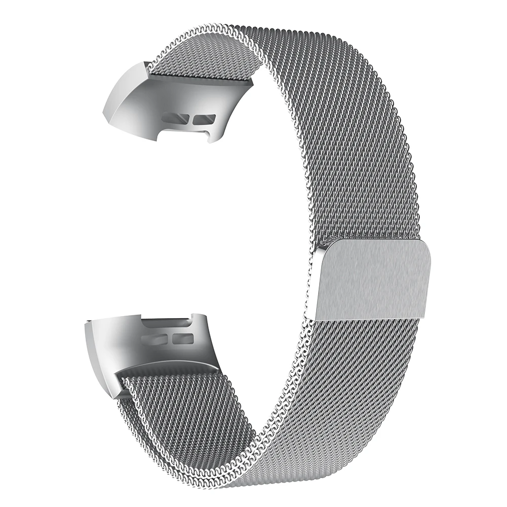 Сменный металлический браслет с магнитной петлей для FitbitCharger 3 - Цвет: Серебристый