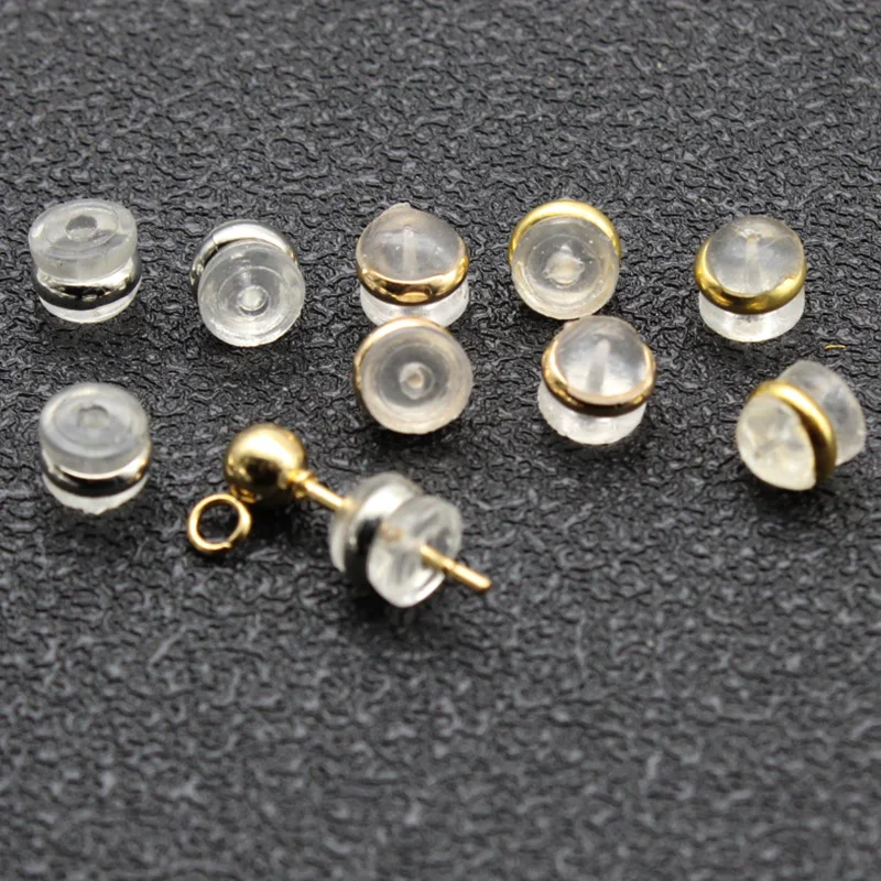 100 Pcs Clear Silicone Earring Backs Hypoallergenic Secure Push-Back  Earring Stoppers for Stud Earrings, 10x6mm