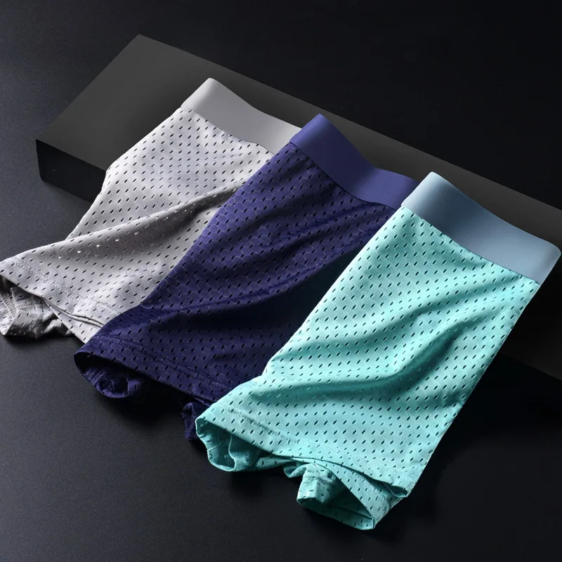 4 Pcs/Lot New Man Underpants Breathable Mesh Undies Soft Comfortable Men Panties Ice Silk Briefs Antibacterial Men's Underwear