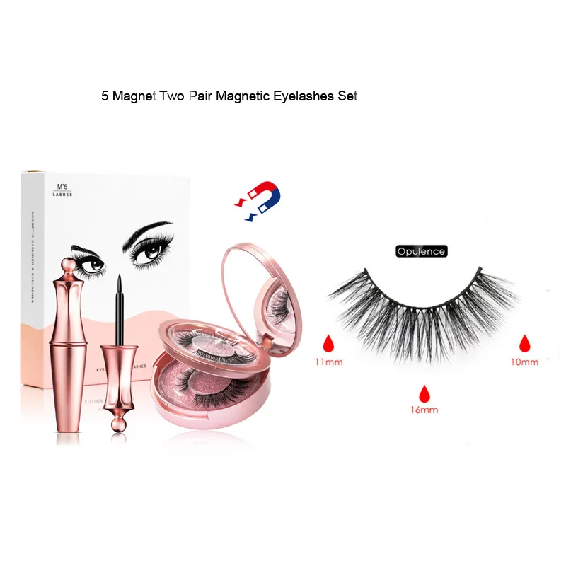 2 pairs opulence set 5 магнитных ресниц двойной слой накладные ресницы Магнитная подводка для глаз магниты без клея натуральные Мягкие Накладные ресницы удлинение 2 пары - Цвет: 2 pairs opulence set