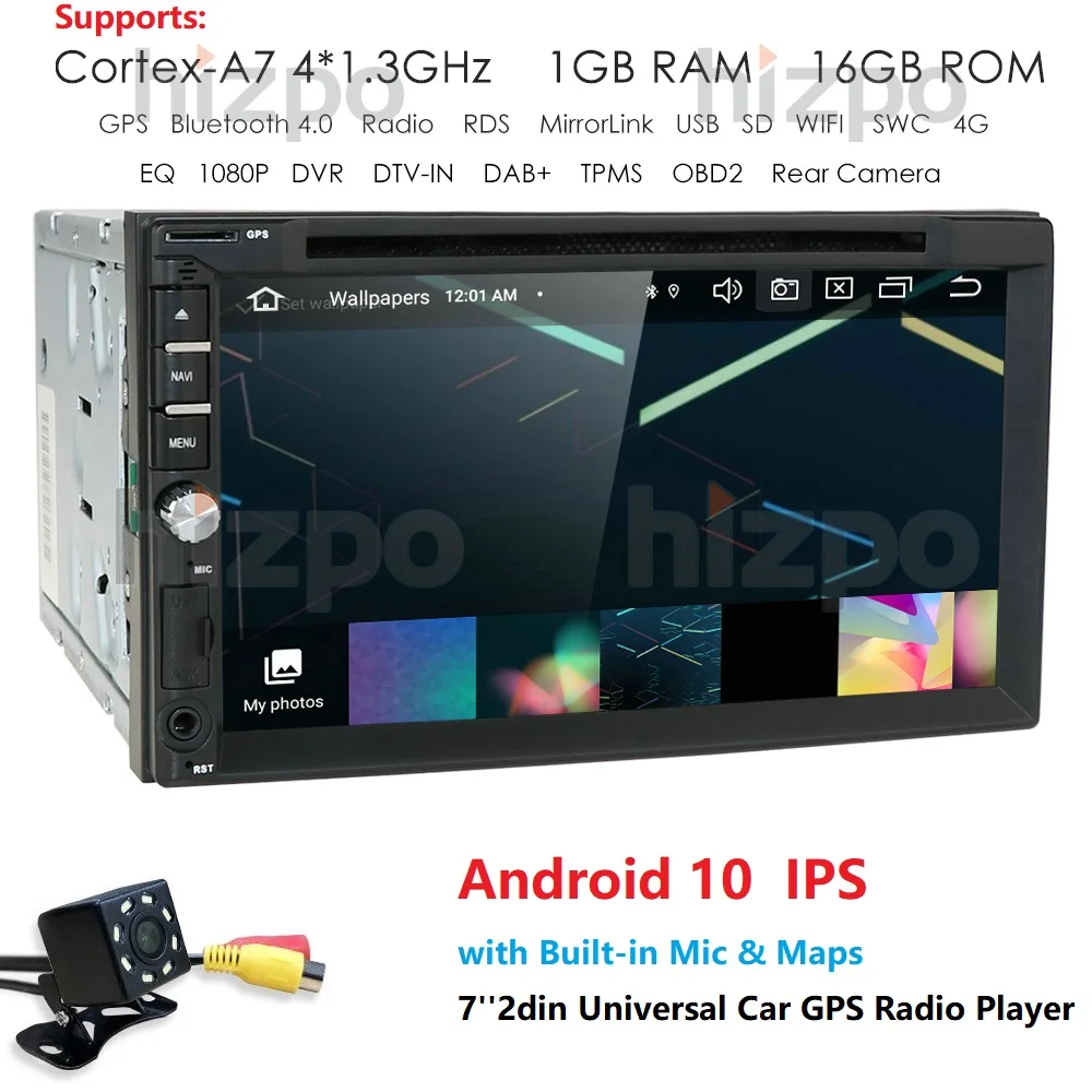 

7" Double 2 Din Android 10.0 Car Stereo DAB+Radio GPS SAT NAV WiFi 4G OBD2 MLK BT Car Multimedia Player Automotovo mirrorlink pc