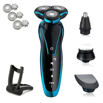 

Electric Shaver Triple Floating Blade Heads Wet-Dry Dual Use Waterproof Shaving Machine Razor Beard Trimmer Face Care for Men