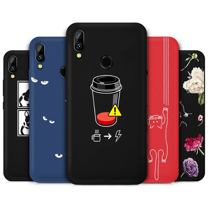 Силиконовый чехол ярких цветов для Huawei NOVA 2 4 Honor Play Y5 Y6 Y9 2018 2019 TPU черная матовая