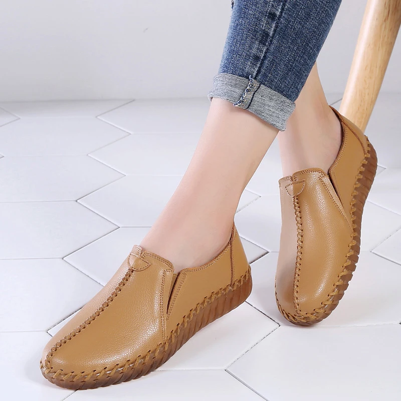 Новые однотонные женские туфли на плоской подошве Осенние повседневные лоферы