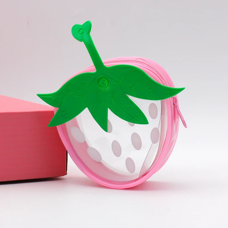 Pink Кошелек для монет с фруктами ананаса, маленькая сумка для женщин, прозрачные сумки из ПВХ для девушек, держатель для карт для монет для детей, маленькие кошельки - Цвет: Pink