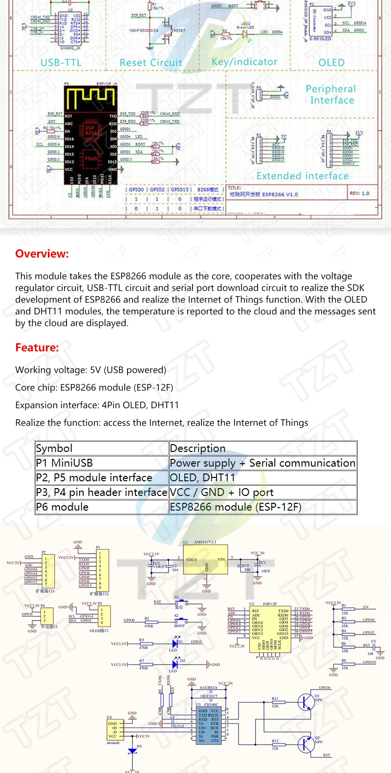 ESP8266 Wetterstation DIY-Kit 0,96 OLED-Display DHT11 Temperatur- und Feuchtigkeitserkennungsmodul – Detail 2