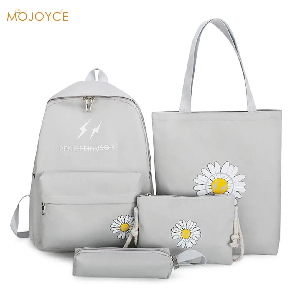 4 unidades/juego de mochilas escolares para adolescentes y niñas, bolsa de lona para libros, Mochila multifuncional para estudiar, accesorios, suministros