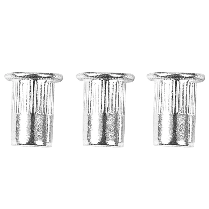 

M6x15mm Aluminum Flat Head Ribbed Body Rivet Nuts Insert Nutserts 100pcs