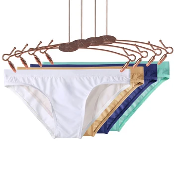 

Breathable Ice Silk Men Briefs Ultra-thin Transparent Seamless Underpants Low Waist Sexy Men Panties Elastic Underwear Slips