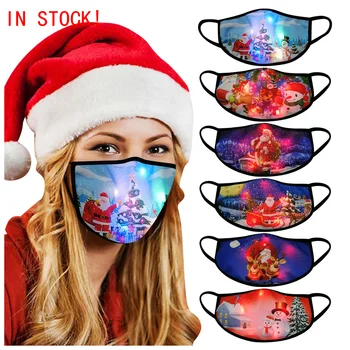 

Led Christmas Mask Mascarillas Light Up Cover Mask Christmas Lights Glowing Dustproof Protective Mouth Mask For Men And Women