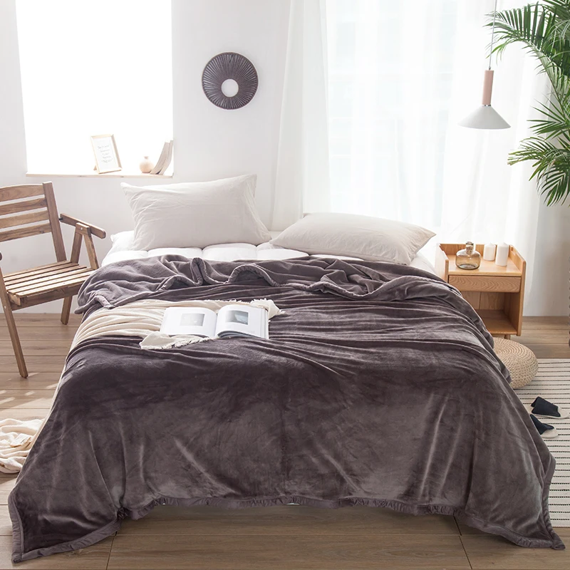 Blue fleece blankets and throws Adult Thick Warm winter Blankets Home Super Soft duvet luxury Blankets twin queen king blankets