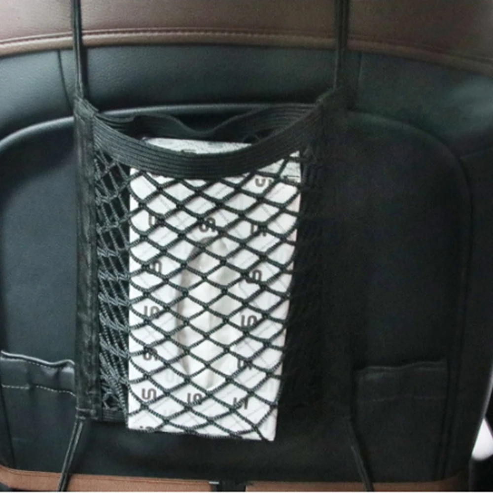 

Universal 2 Layer Mesh Car Elastic Seat Net Storage Organizer Cargo Net Hook Pouch Holder for Purse Bag Phone