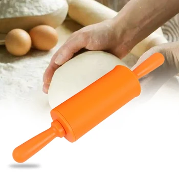 

Silicone Rolling Pin with Plastic Handle for Fondant Cake Dough Roller Non-stick Cake Decorating Rolling Pin Crafts Baking Tools