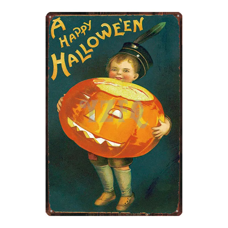 DU-3136 Тыква Happy Halloween Винтаж жестяная вывеска металлическая пластина кошка рождественские украшения для дома стены искусства вечерние декор 30X20 см DU-3148 - Цвет: DU-3136