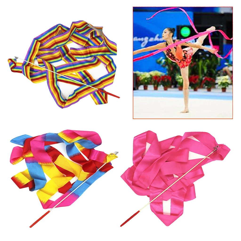 Dance Ribbons Streamers - 4Meters Unisex Kids' Gymnastics Ribbon Wands - Perfect