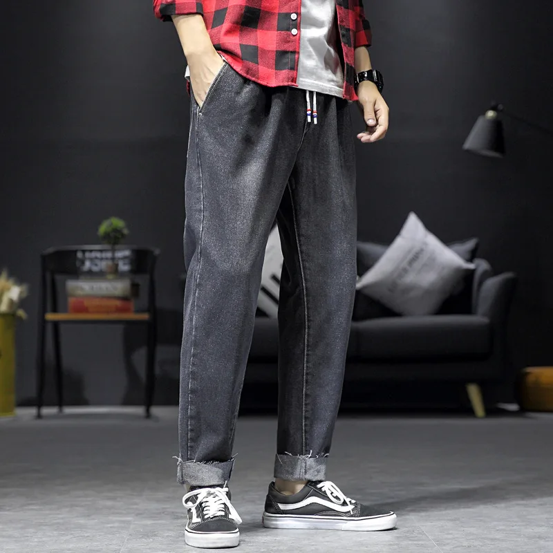 

Large Size 2019 Autumn New Department Sofa Wall Large Size Origional Men's Fringed Straight-Leg Solid Color Trousers Jeans