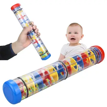 

Rainmaker Toy Durable Colorful Plastic Four-Section Teaching Tools Early Education Training Rain Sound Tube Shakers Music