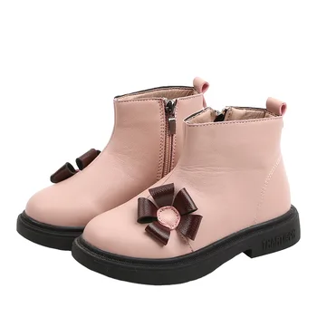 

NEW Autumn Winter Kids shoes Flower shape Boots Children Leather Girls Non-slip fashion Outdoor Snow Boots 21-30 Sport Shoes