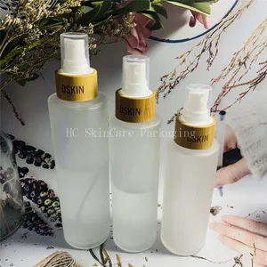 Bamboo Cosmetic Packaging  Wholesale Bottles 100ml 120ml 150ml  Frosted Glass Bottle  Bamboo Lid  3oz 5oz Eco-Friendly Bottles