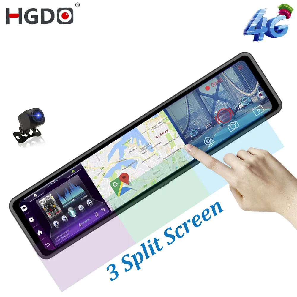 Автомобильный видеорегистратор HGDO 12 дюймов 4G Android 8 1 зеркало заднего вида 1080P Wi Fi