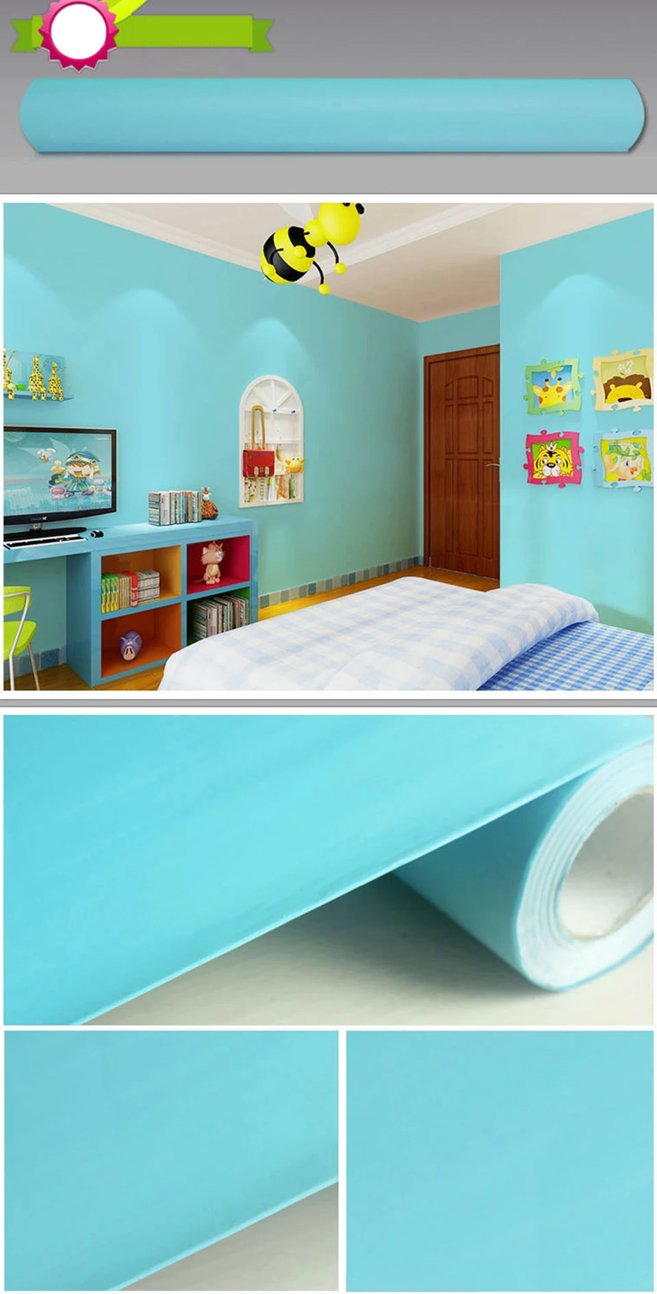 Vinyl PVC Self Adhesive Wallpaper Waterproof Furniture Renovation Cabinet Contact Paper Living Room DIY Wall Stickers Home Decor