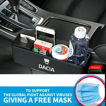 

1PCS Leather Auto Seat Gap Organizer Storage Box Car Console Side Pocket Seat Crevice Storage Box FOR Dacia LOGO