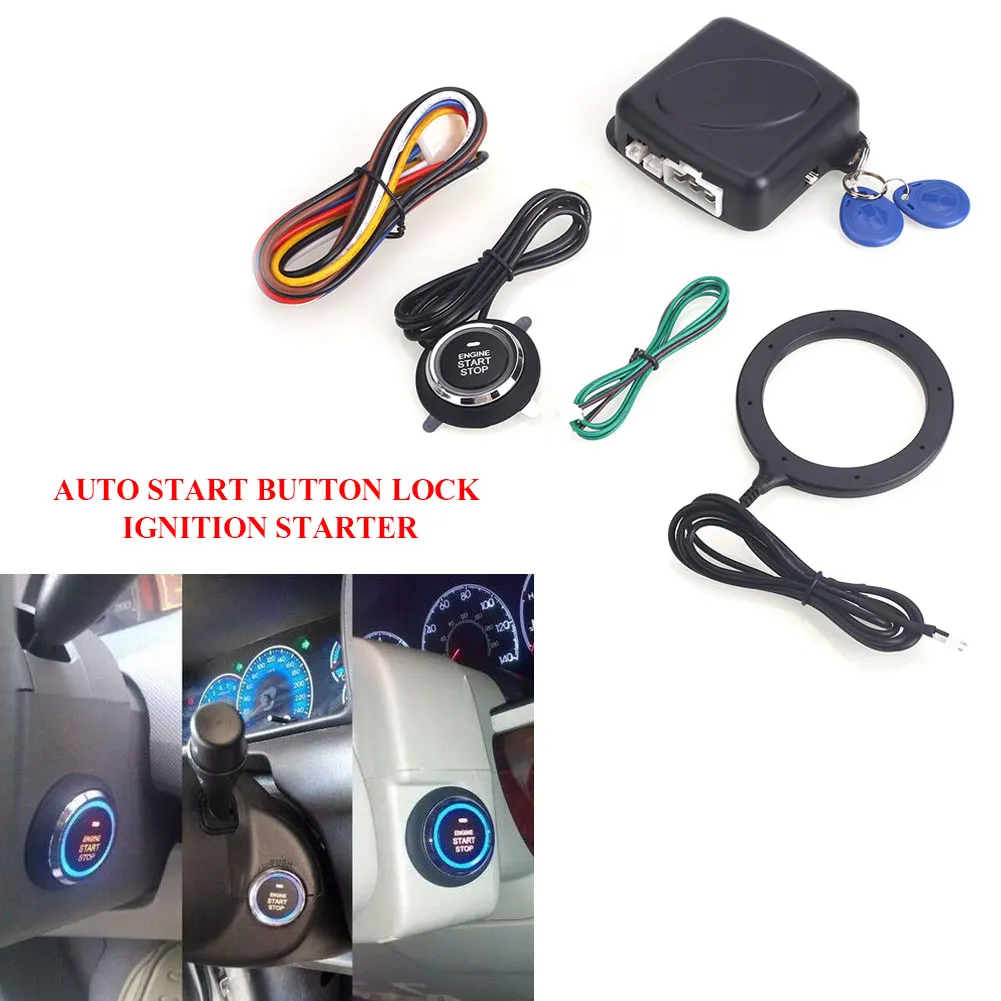 Черный ключ зажигания Smart Key RFID прочная кнопка для автомобиля для автоматической блокировки