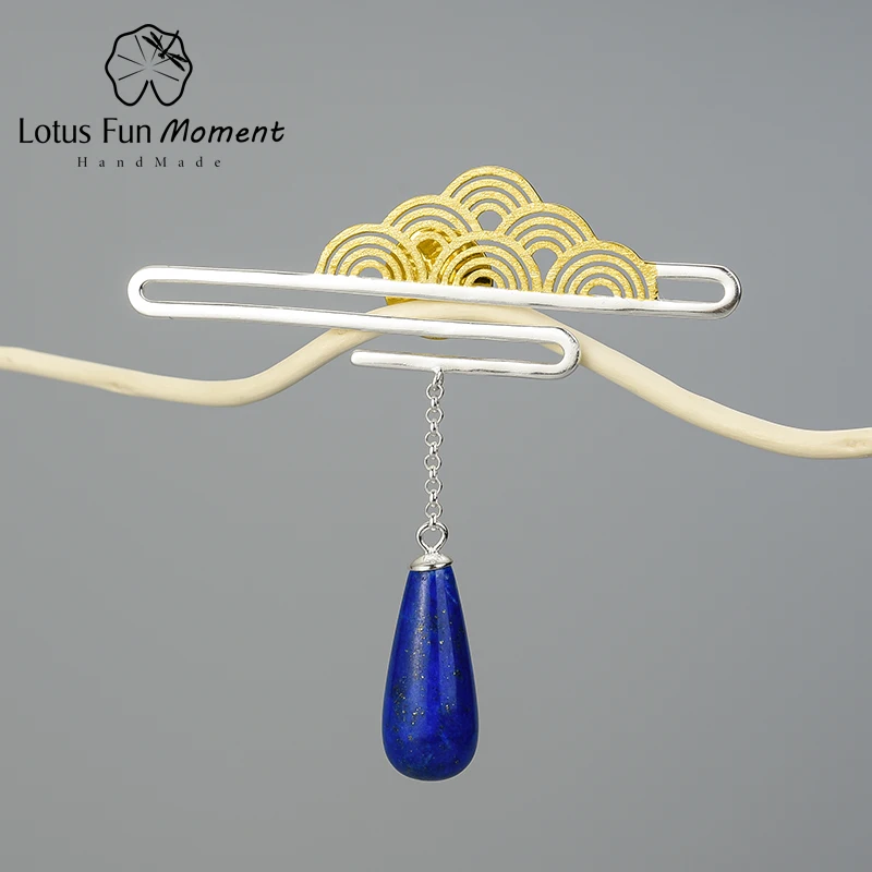 Lotus Fun Moment реальные 925 пробы серебро Натуральный камень ручной работы Fine Jewelry