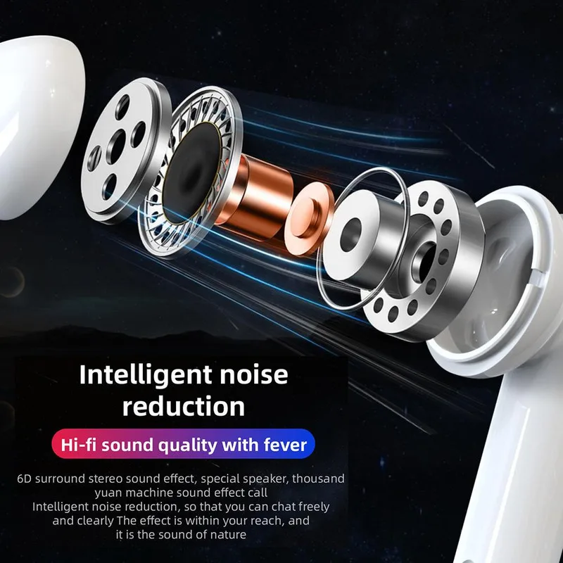 TWS Bluetooth Headset LED Solar Charging Smart Digital Battery Display Bluetooth 5 0 Stereo Wireless Binaural Sports Headset