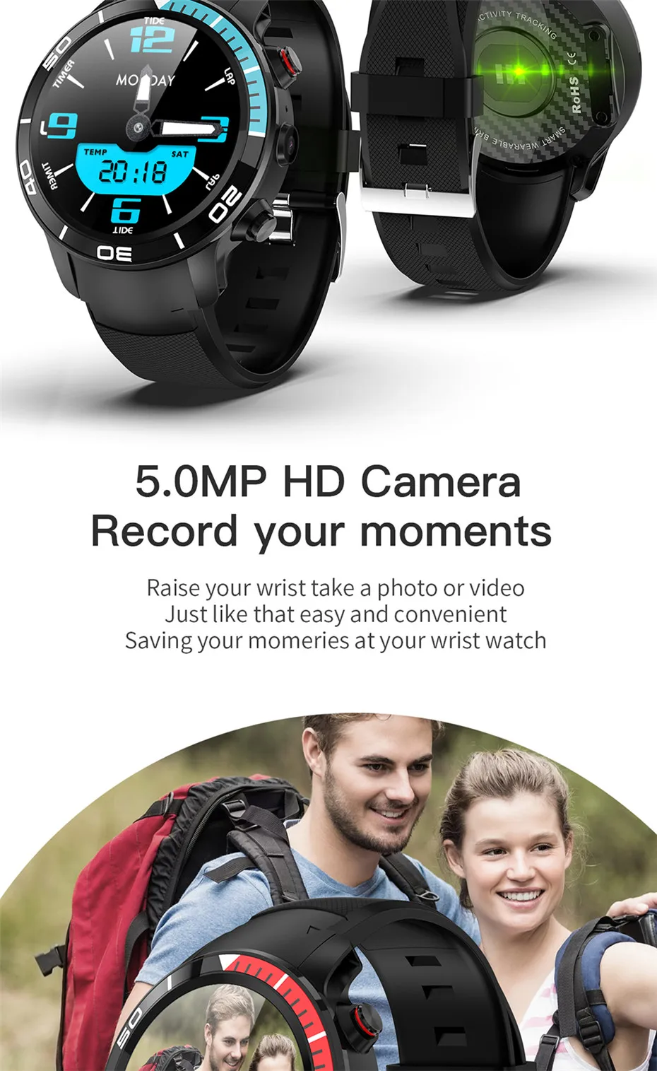 Bluetooth Смарт-часы камера 4G wifi Android 7,1 gps сердечного ритма Ip68 Водонепроницаемый фитнес-трекер спортивные Смарт-часы для мужчин и женщин