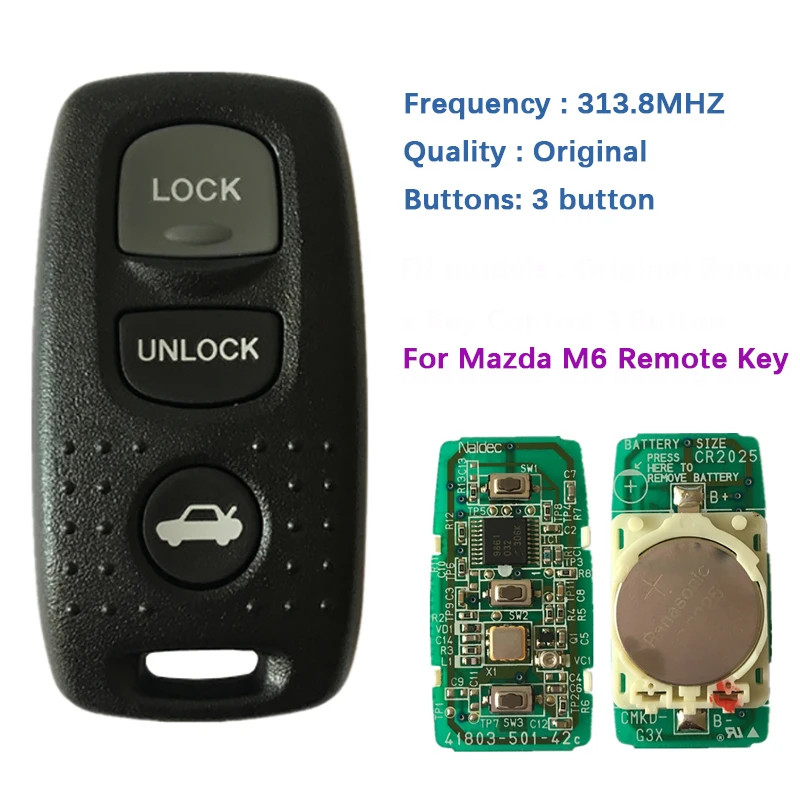 CN026029 Remote Car Key Control For 3 Button Original Remote Key Control With 313.8MHZ For Mazda M6