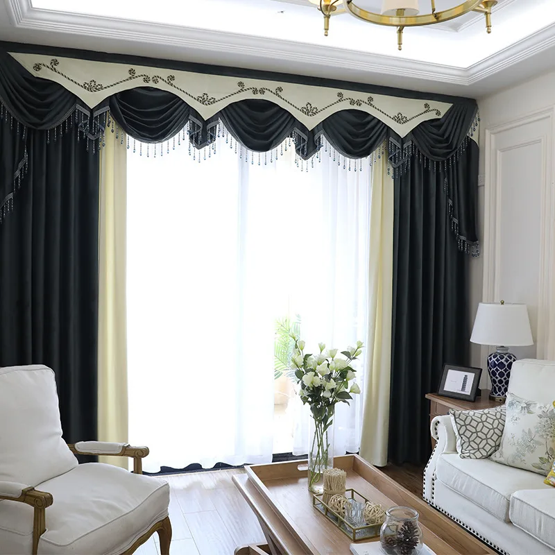 

Nordic Velvet Stitching Curtains for Living Room Dining Room Bedroom Curtains Custom European Style Solid Color Curtains