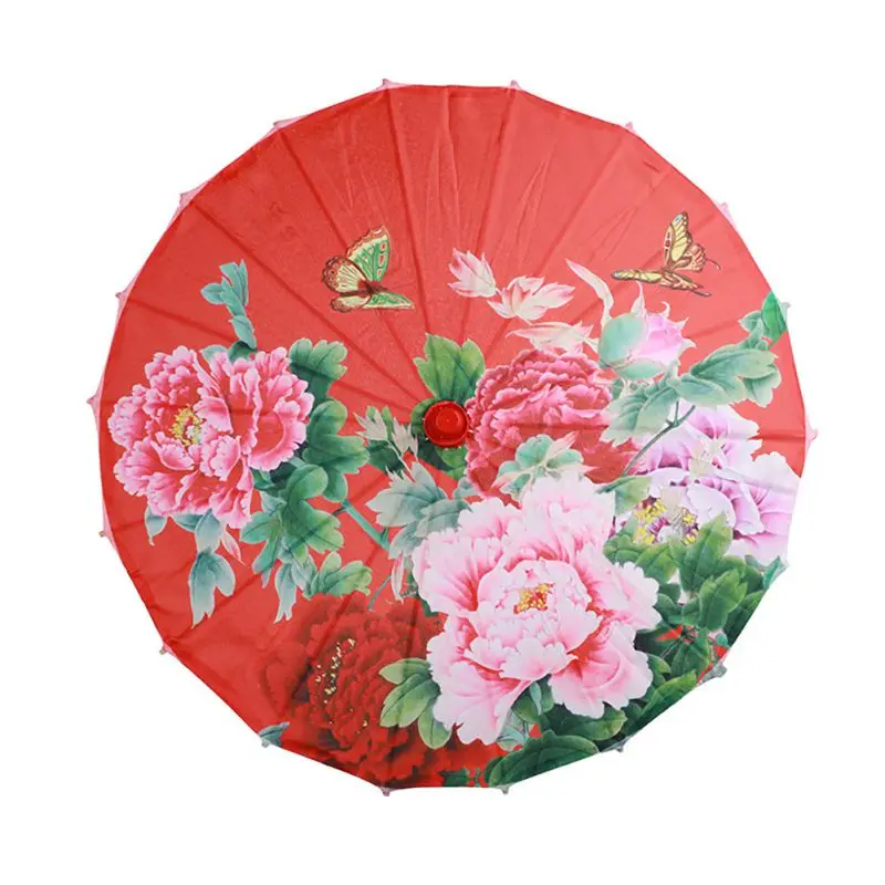 

Wood Handle Chinese Style Umbrela Chinese Peony Flower Art Umbrella Silk Cloth Classic Umbrella for Shop Top Hanging Decoration