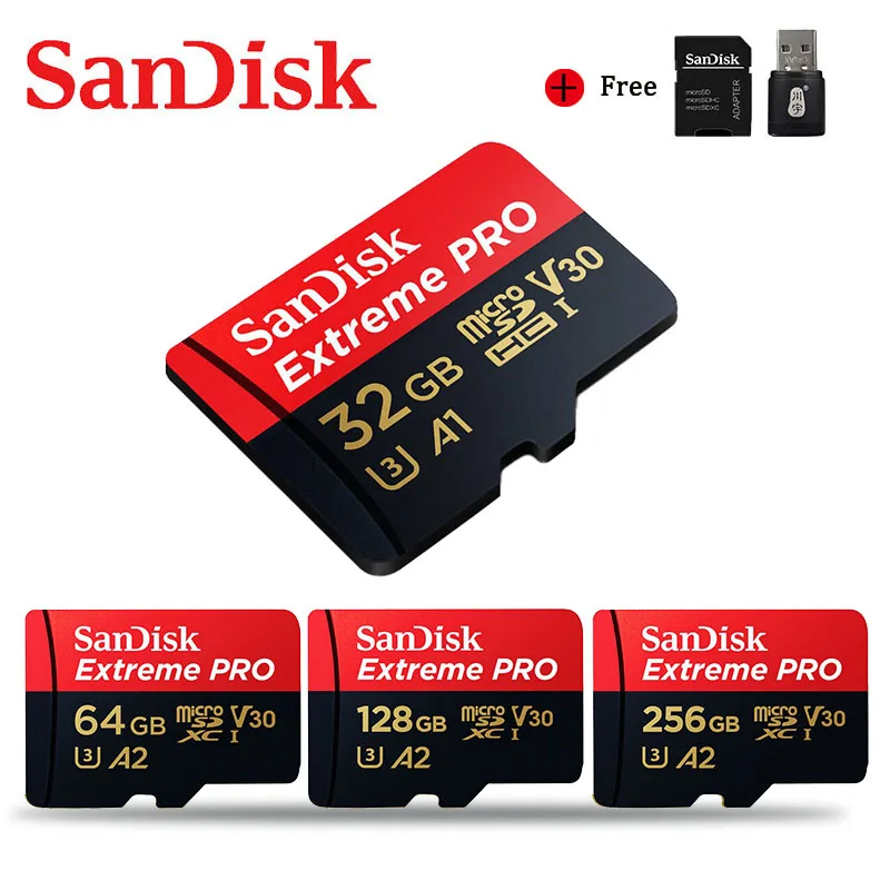 Карта памяти SanDisk Extreme Pro 400 Гб 256 ГБ 128 64 32 U3 V30 4K флэш-карта Micro SD TF/SD для телефона |