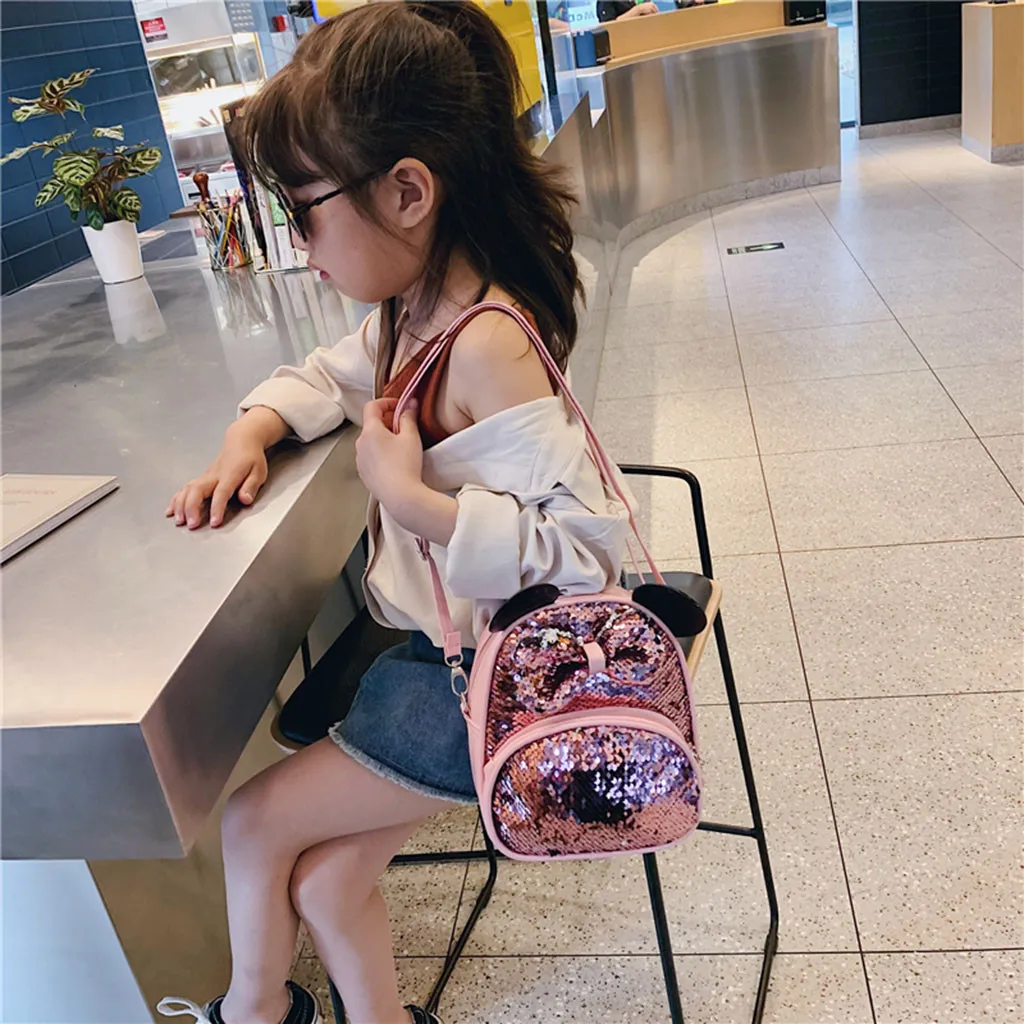 Студенческие девушки мультфильм блесток лук сумка через плечо Школьный рюкзак, рюкзак для путешествий