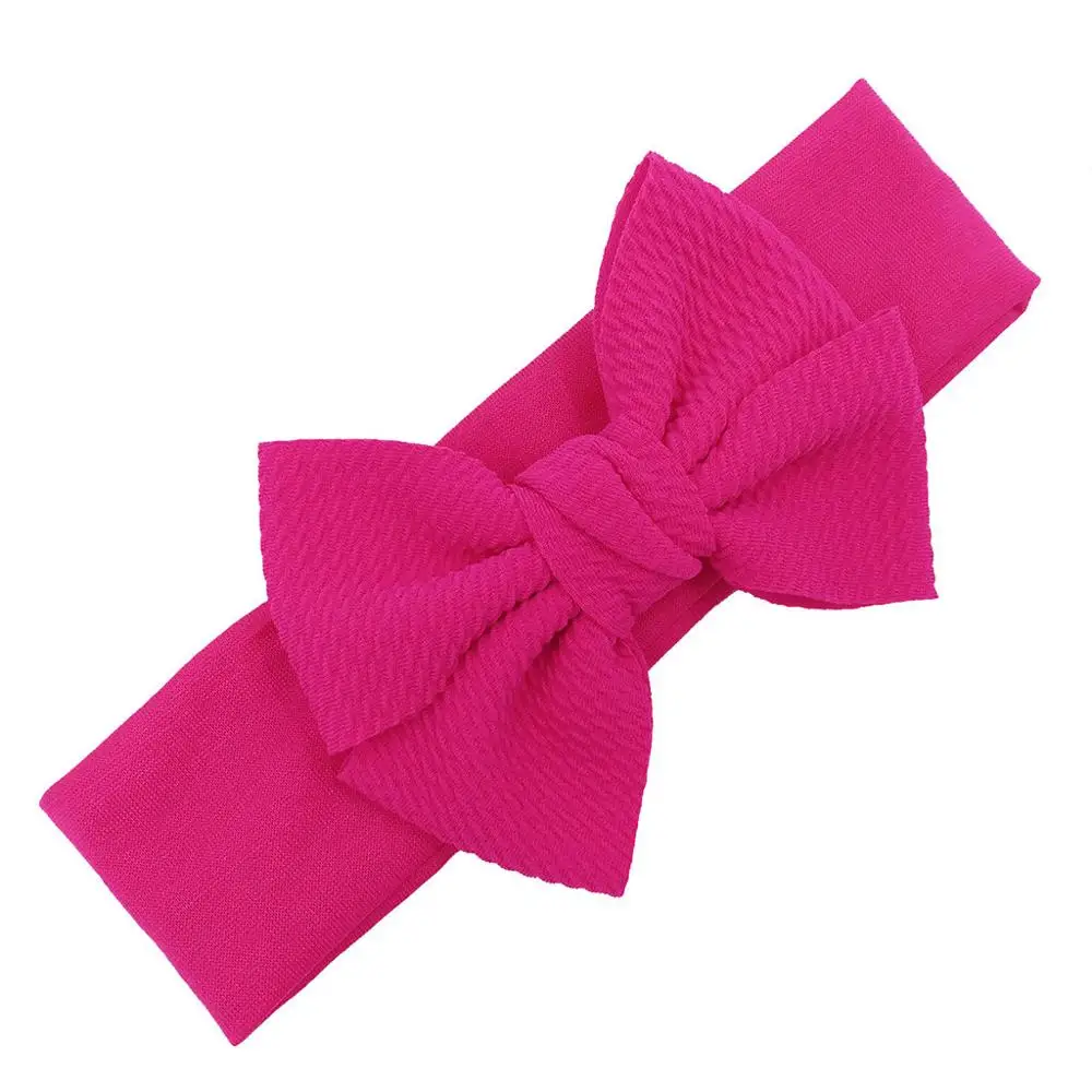 Hot Pink Детская повязка на голову, чистый цвет, повязка на голову, галстук-бабочка, вязаная широкая повязка на голову, повязка на голову для девочек, повязка на голову T - Цвет: Hot Pink