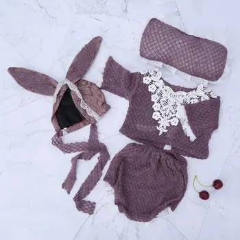 

1 1 Set Baby Photography Costume Clothing Tops + Trousers + Hat + Pillow Rabbit Cute Cartoon Photo Shot Props Newborn Girls 100