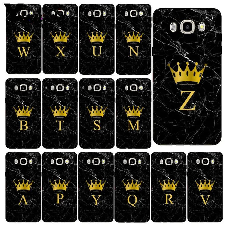 

Yinuoda name Letter Monogram Black Marble Gold crown Phone Case For Samsung Galaxy J7 J6 J8 J4 J4Plus J7 DUO J7NEO J2 J5 Prime