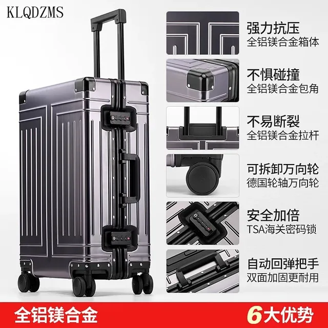 KLQDZMS 20 "24''26''29 pollici 100% lega di alluminio moda Business viaggi bagagli fodera staccabile valigia Business di fascia alta 5