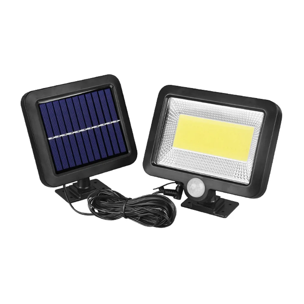 COB 100 светодиодный датчик движения солнечной энергии, уличный садовый светильник, охранный прожектор, 1,5 Вт, 3,7 в, 1200 мА/ч, литиевая батарея, настенный светильник