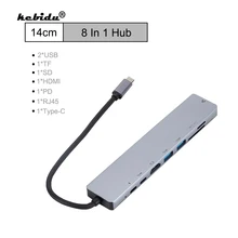 Usb-хаб C к Мульти USB 3,0 HDMI адаптер Rj45 гигабитная Сеть USB2.0 порт SD/TF кард-ридер USB-C PD для MacBook Pro 3,1 сплиттер