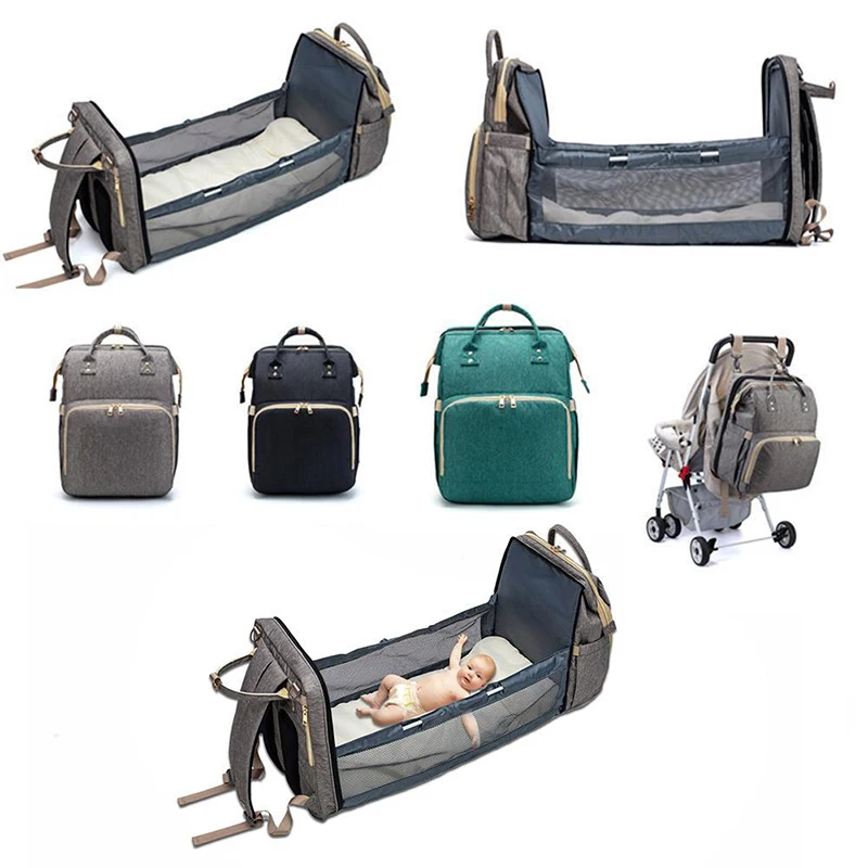 Diaper Bags Backpack Foldable Baby Bed Crib Bag Large Capacity Changing