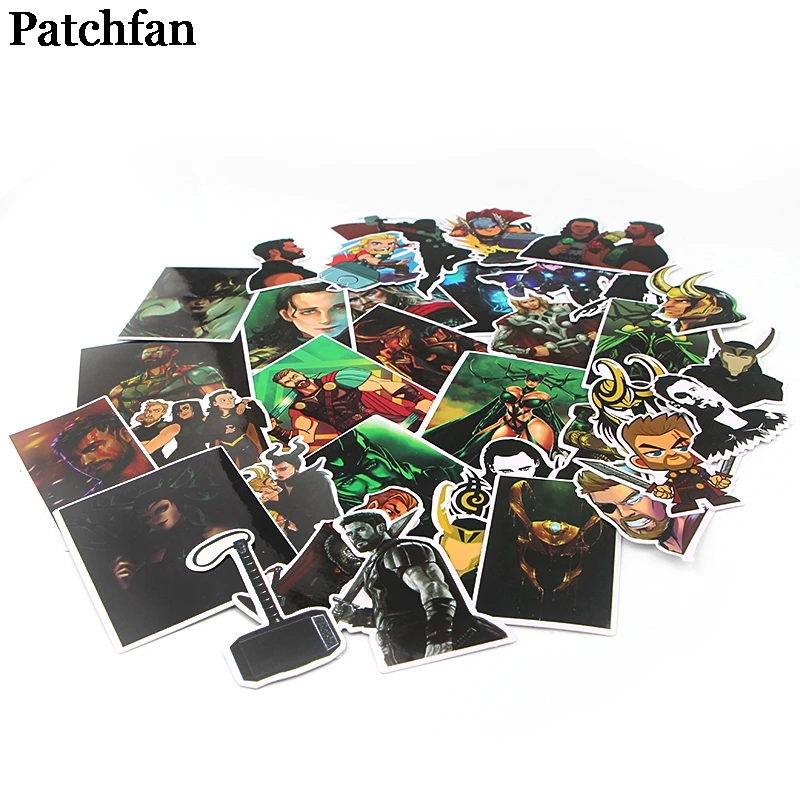 Patchfan 37 шт. Тор с изображениями супергероев панк водостойкие временные наклейки пакет для DIY альбом для скрапбукинга наклейка на ноутбук, стену значки A2298