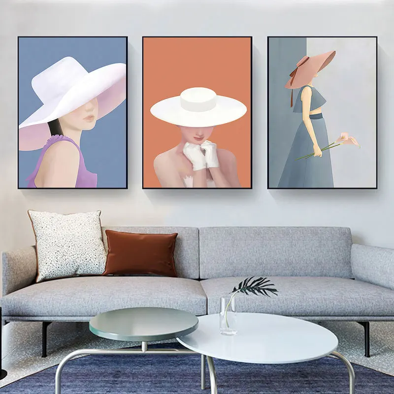 

Nordic Watercolors Woman Canvas Paintings Simple Figure Wall Art Decor Poster and Prints Pictures for Interior Living Room Decor