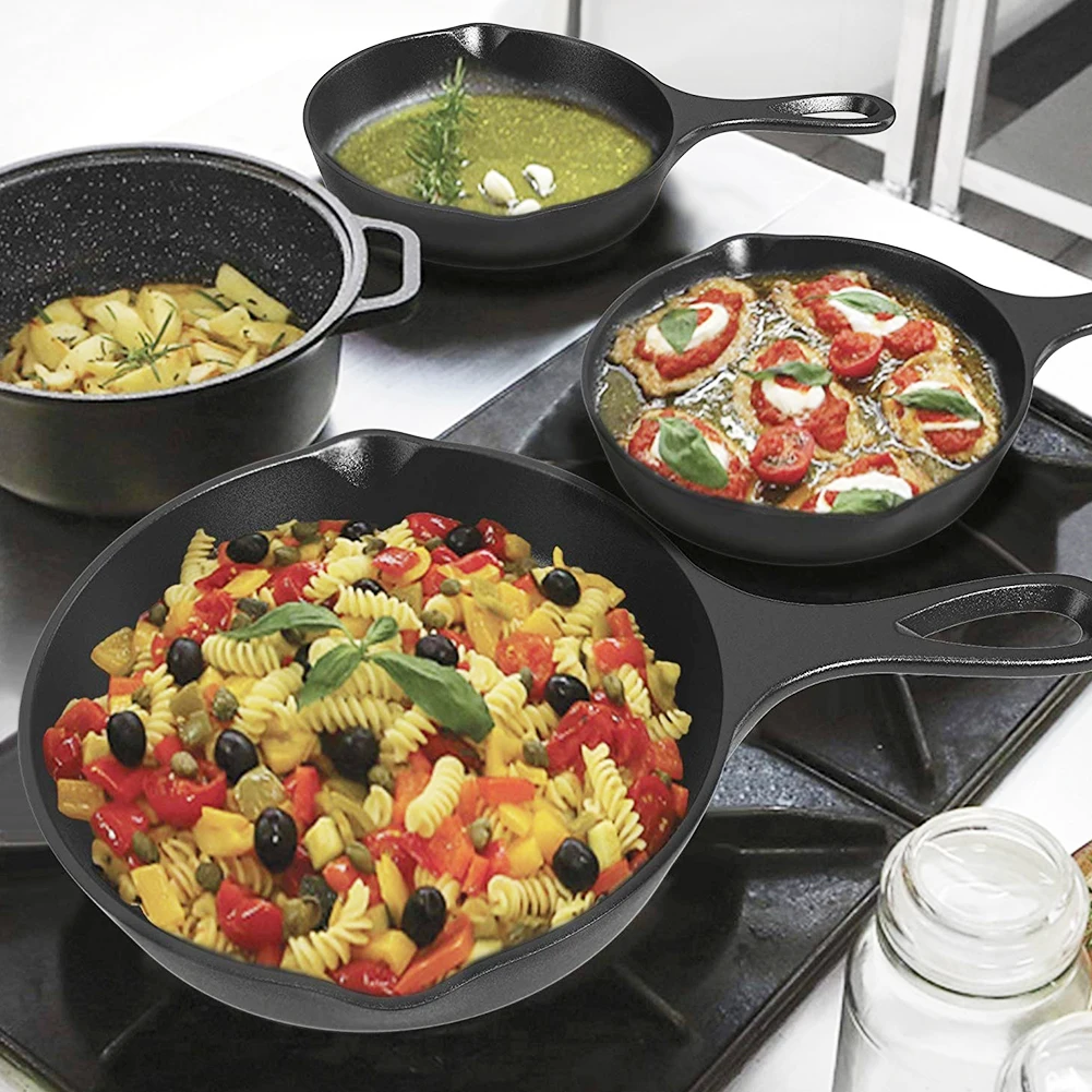 Cast Iron Skillet Non-stick Frying Pan Cooking Pot Restaurant Chef Cookware